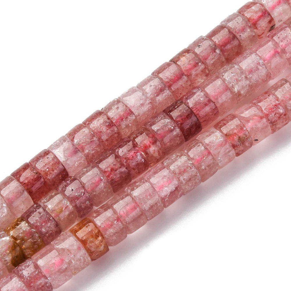 Strawberry Quartz 6mm Disc Heishi Beads for Jewelry Making | The Pink Bead Shop Canada