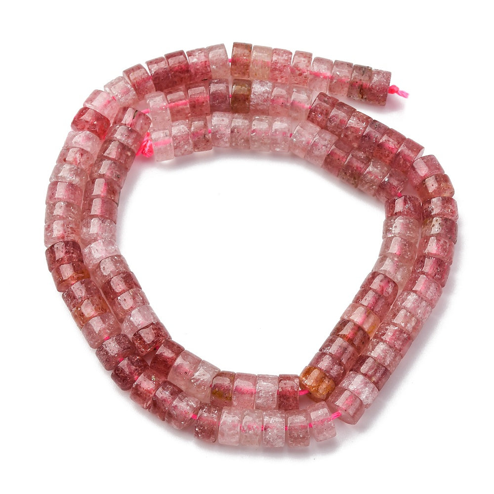 Strawberry Quartz 6mm Disc Heishi Beads for Jewelry Making | The Pink Bead Shop Canada