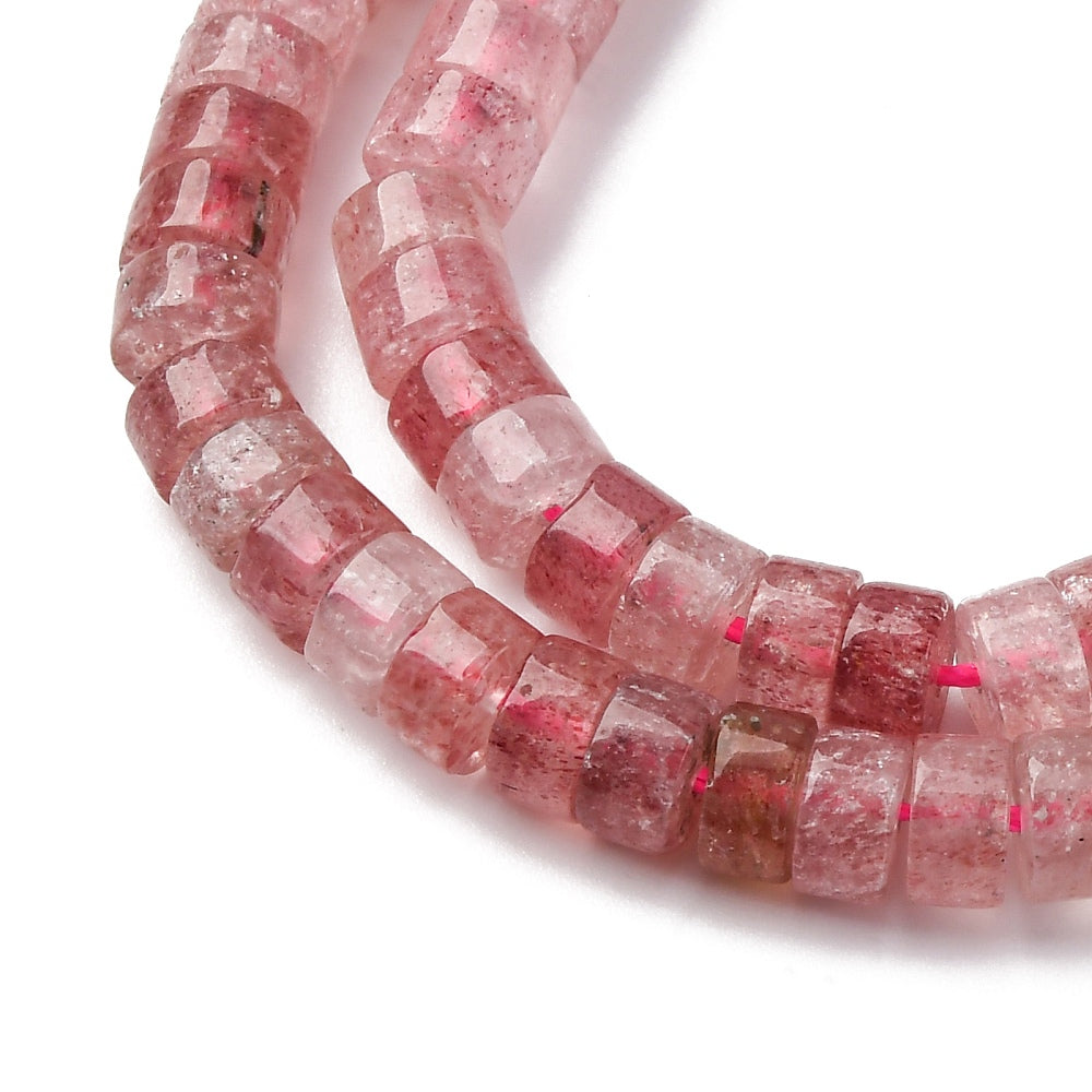 Strawberry Quartz 6mm Disc Heishi Beads for Jewelry Making | The Pink Bead Shop Canada