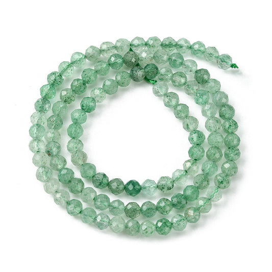 Green Strawberry Quartz Beads – Faceted Round Gemstone Bead Strand (4mm) The Pink Bead Shop