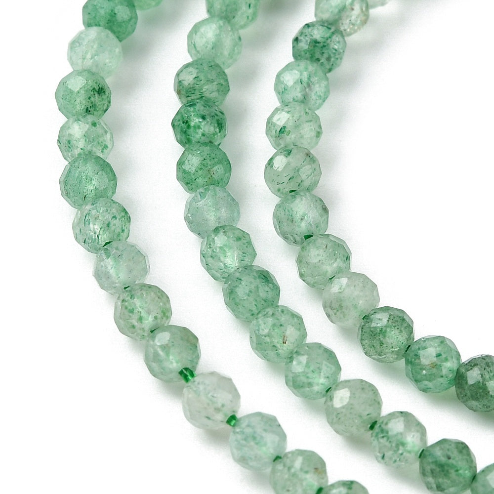 Green Strawberry Quartz Beads – Faceted Round Gemstone Bead Strand (4mm) The Pink Bead Shop