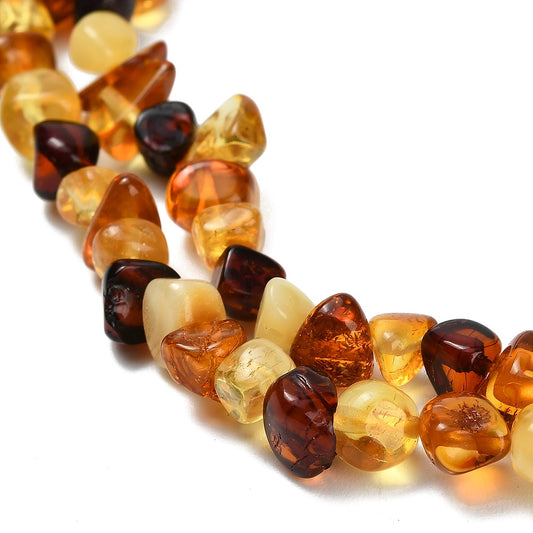 Amber Beads Natural – Tumbled Nuggets 4×11×5×7×3–6mm (Approx. 15.5” Strand) The Pink Bead Shop