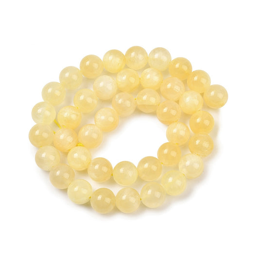 Golden Silk Jade Beads – 8mm Natural Jade Round Bead Strand The Pink Bead Shop