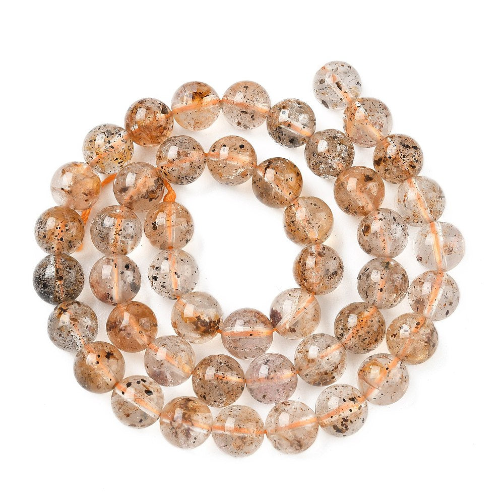 Herkimer Diamond Beads | Round 8mm Quartz Bead Strands | The Pink Bead Shop Canada
