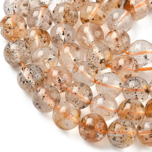 Herkimer Diamond Beads | Round 8mm Quartz Bead Strands | The Pink Bead Shop Canada