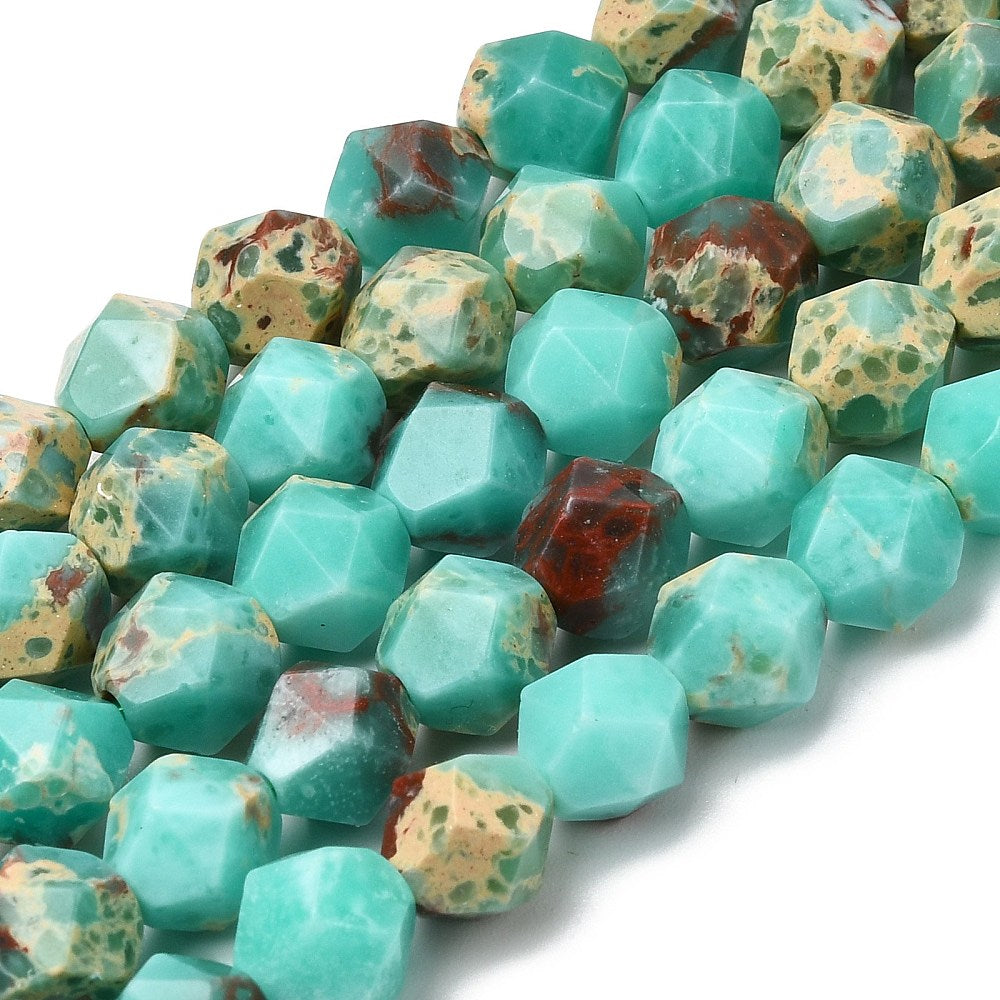 Shoushan Stone Star Cut Round Beads – Turquoise 8mm | The Pink Bead Shop Canada