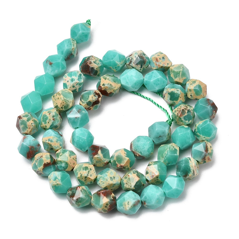 Shoushan Stone Star Cut Round Beads – Turquoise 8mm | The Pink Bead Shop Canada
