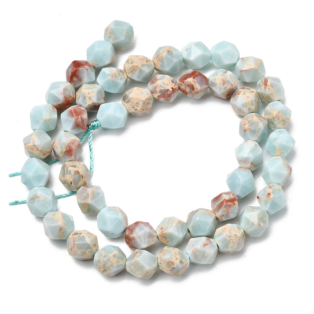 Pale Turquoise Star Cut Shoushan Stone Beads 7-8mm | The Pink Bead Shop Canada