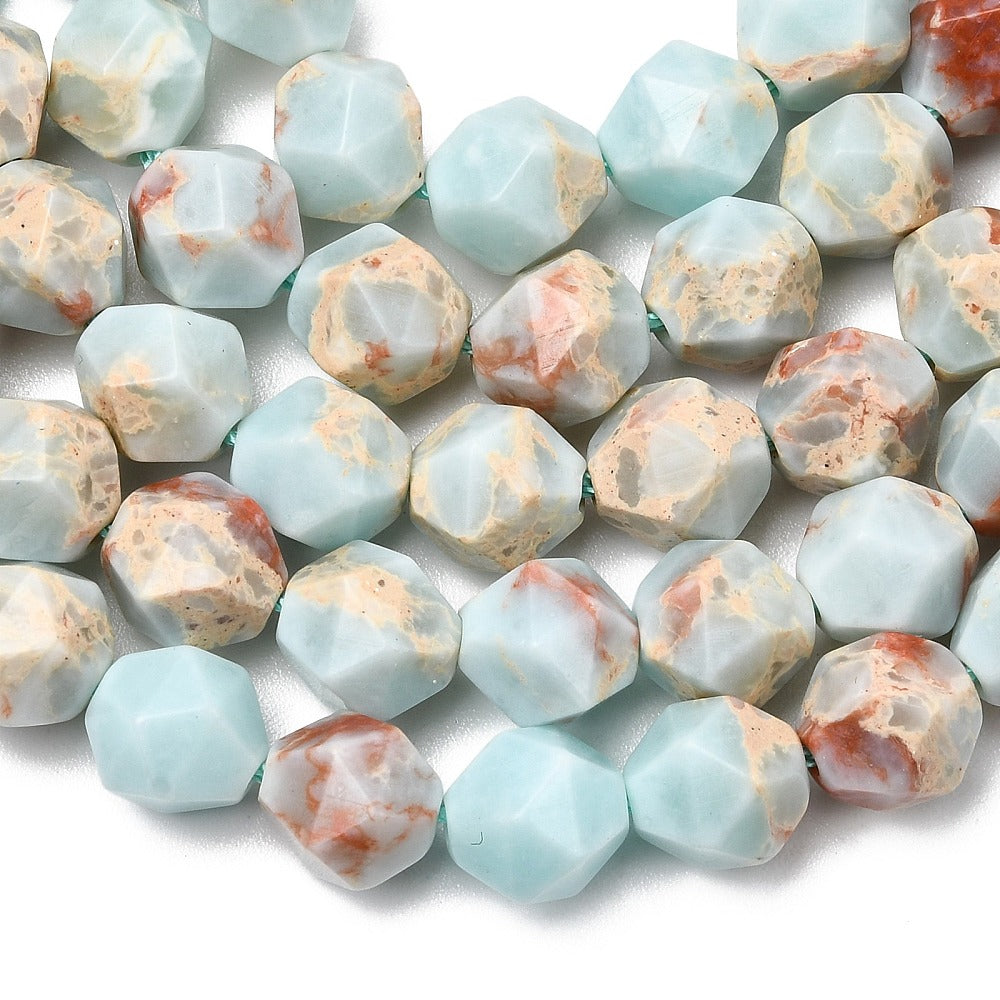 Pale Turquoise Star Cut Shoushan Stone Beads 7-8mm | The Pink Bead Shop Canada