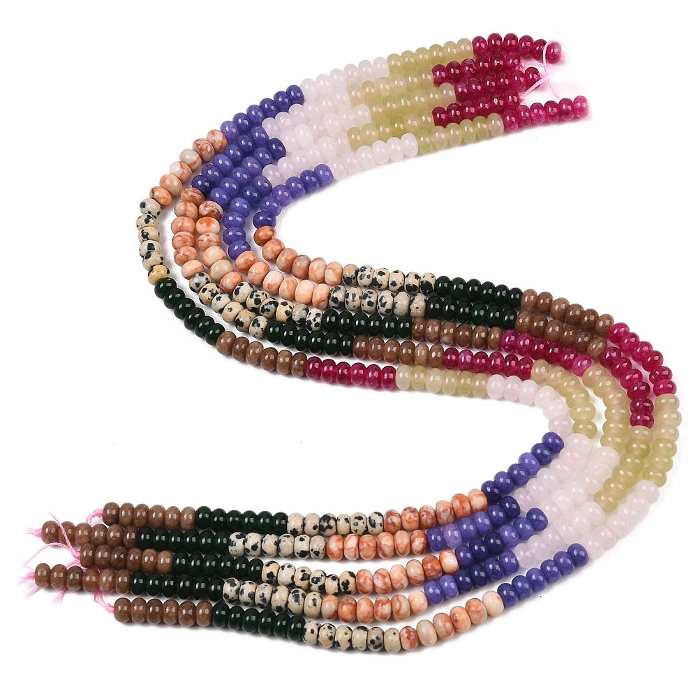 Mixed Gemstone Rondelle Beads 6x4mm Strand | The Pink Bead Shop Canada
