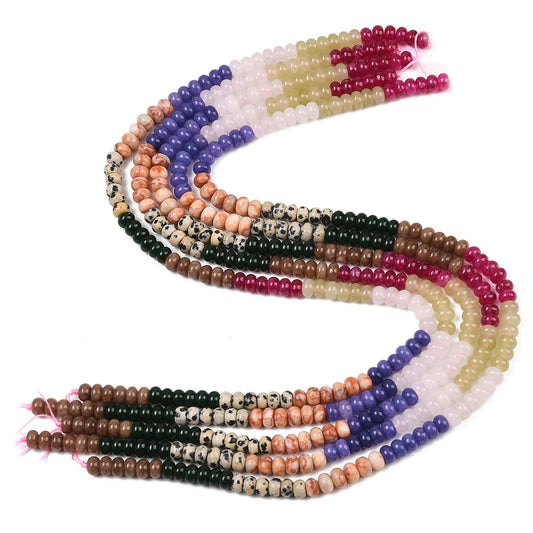 Mixed Gemstone Rondelle Beads 6x4mm Strand | The Pink Bead Shop Canada