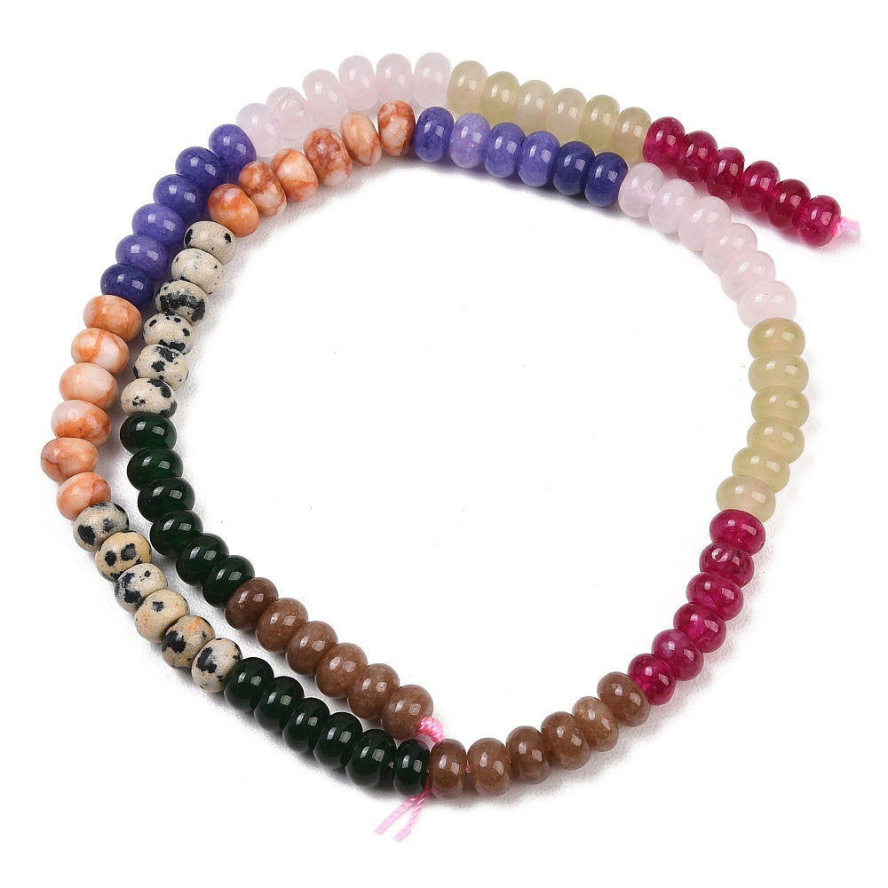 Mixed Gemstone Rondelle Beads 6x4mm Strand | The Pink Bead Shop Canada