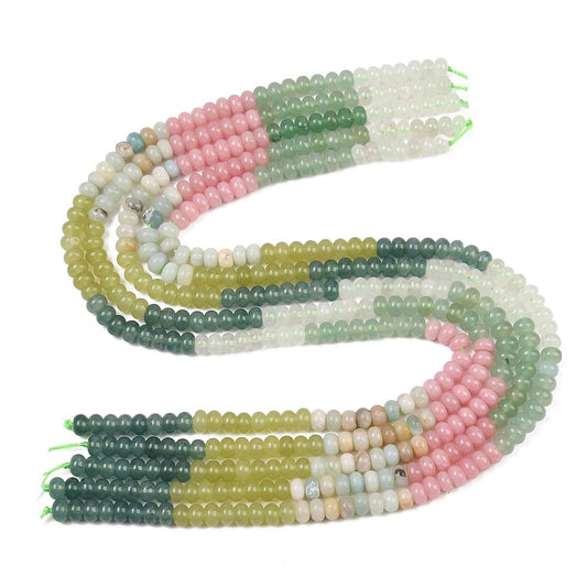 Mixed Gemstone Rondelle Beads 6x4mm – Amazonite, White Jade & Quartz | The Pink Bead Shop Canada