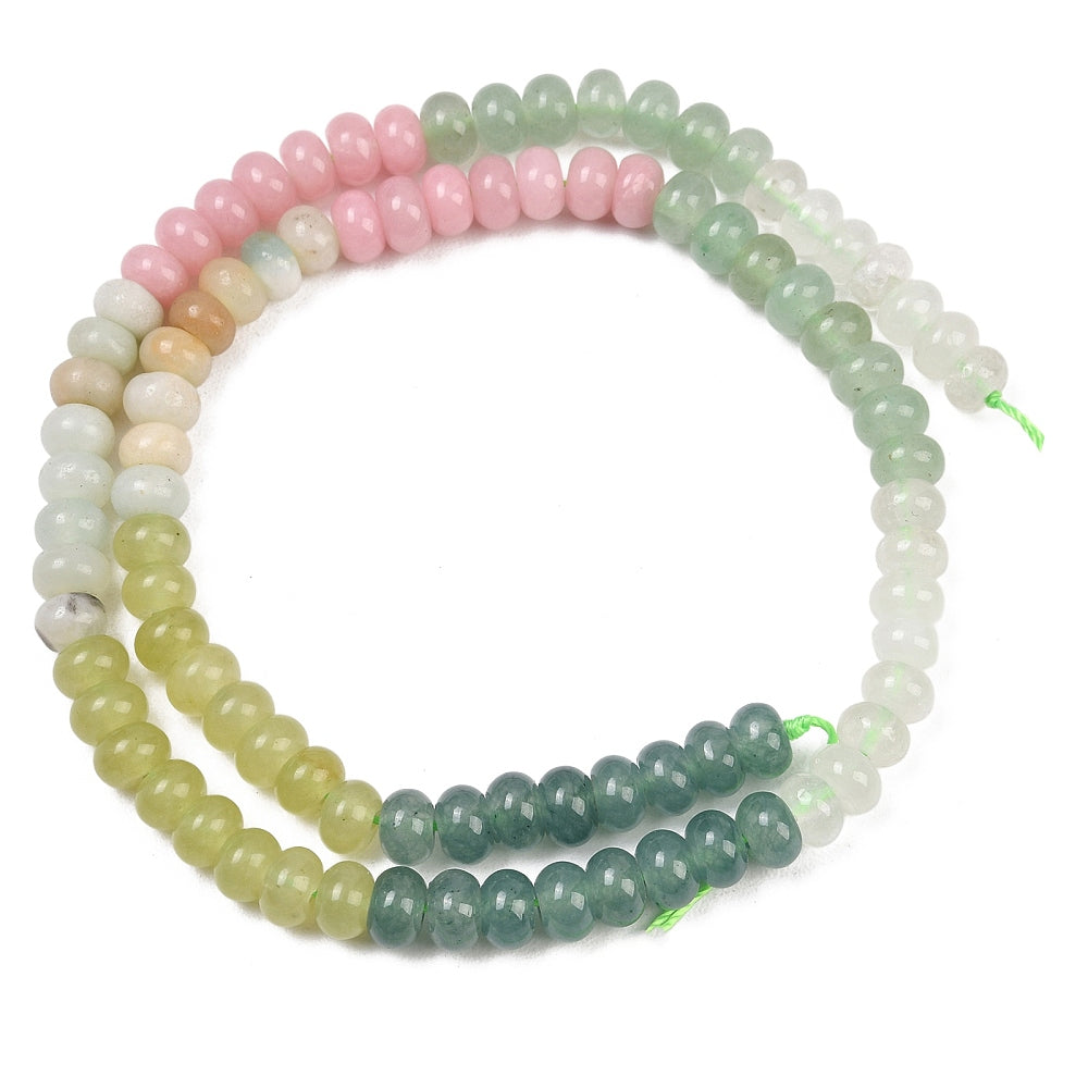 Mixed Gemstone Rondelle Beads 6x4mm – Amazonite, White Jade & Quartz | The Pink Bead Shop Canada