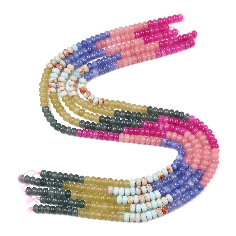 Mixed Gemstone Rondelle Beads 6x4mm Strand | The Pink Bead Shop Canada