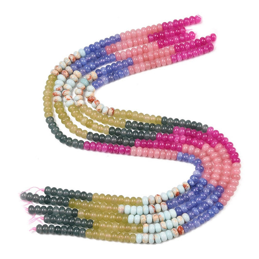 Mixed Gemstone Rondelle Beads 6x4mm Strand | The Pink Bead Shop Canada