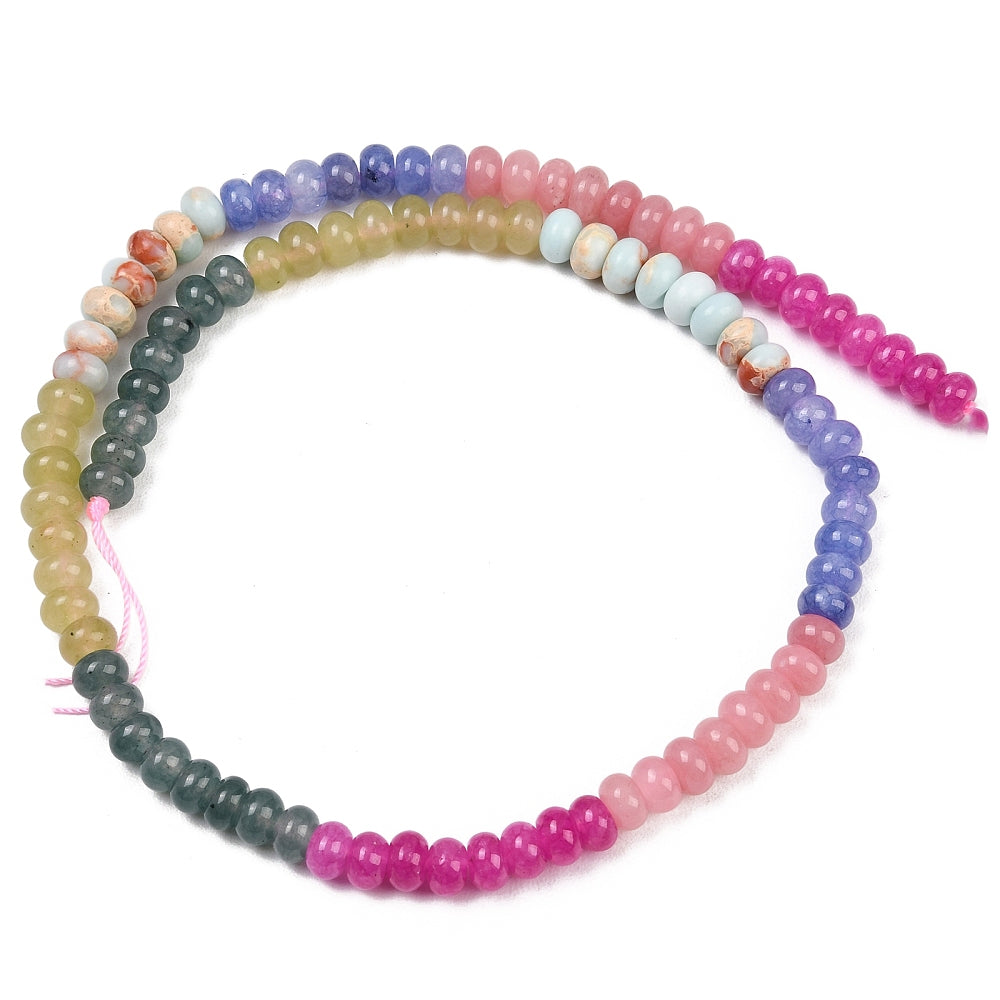 Mixed Gemstone Rondelle Beads 6x4mm Strand | The Pink Bead Shop Canada