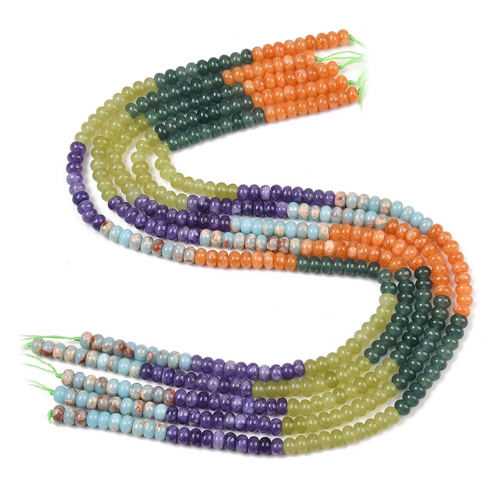 Mixed Gemstone Rondelle Beads 6x4mm Strand | The Pink Bead Shop Canada
