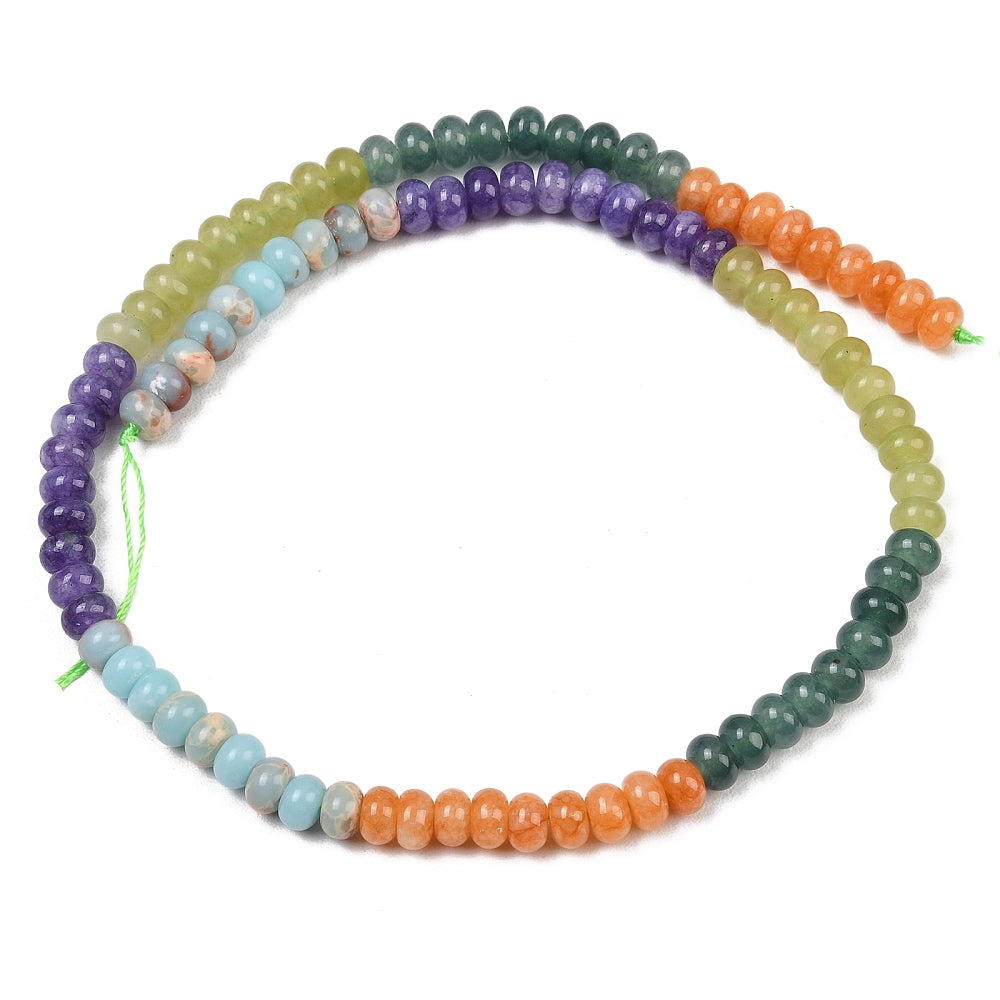 Mixed Gemstone Rondelle Beads 6x4mm Strand | The Pink Bead Shop Canada