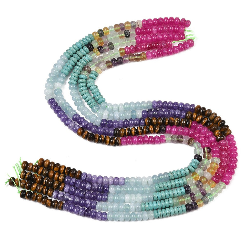 Mixed Gemstone Rondelle Beads 6x4mm Strand | The Pink Bead Shop Canada