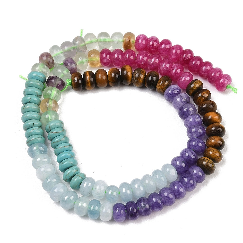 Mixed Gemstone Rondelle Beads 6x4mm Strand | The Pink Bead Shop Canada
