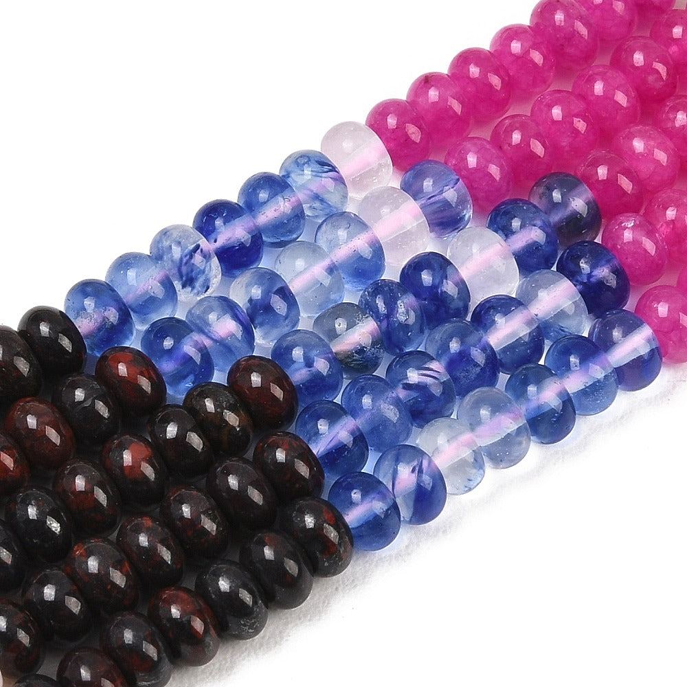 Watermelon Stone Mixed Gemstone Rondelle Beads 6x4mm Strand | The Pink Bead Shop Canada