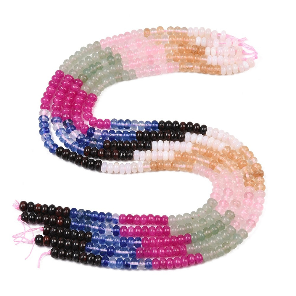 Watermelon Stone Mixed Gemstone Rondelle Beads 6x4mm Strand | The Pink Bead Shop Canada