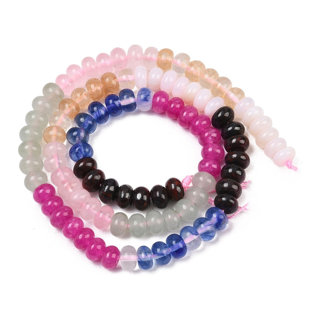 Watermelon Stone Mixed Gemstone Rondelle Beads 6x4mm Strand | The Pink Bead Shop Canada