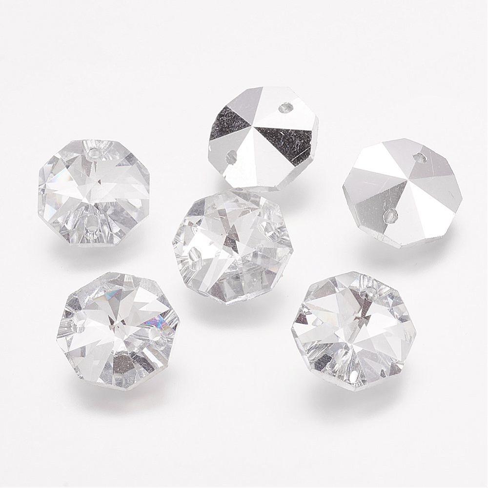 Octagonal Connection Clear Faceted Octagon Glass Connectors 14mm | Chandelier Crystal Links ...