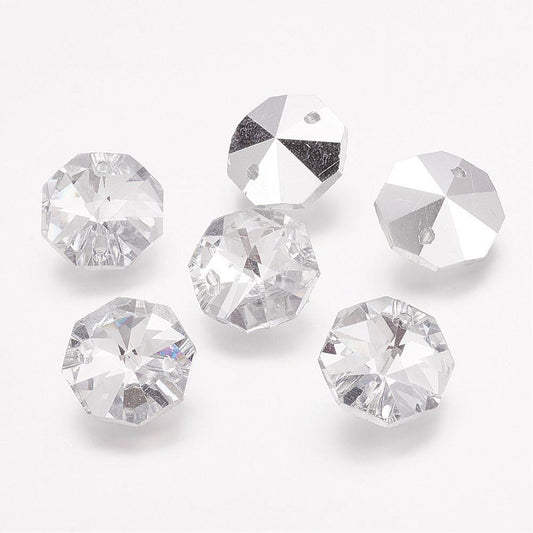 Clear Faceted Octagon Glass Connectors 14mm | Chandelier Crystal Links | The Pink Bead Shop Canada