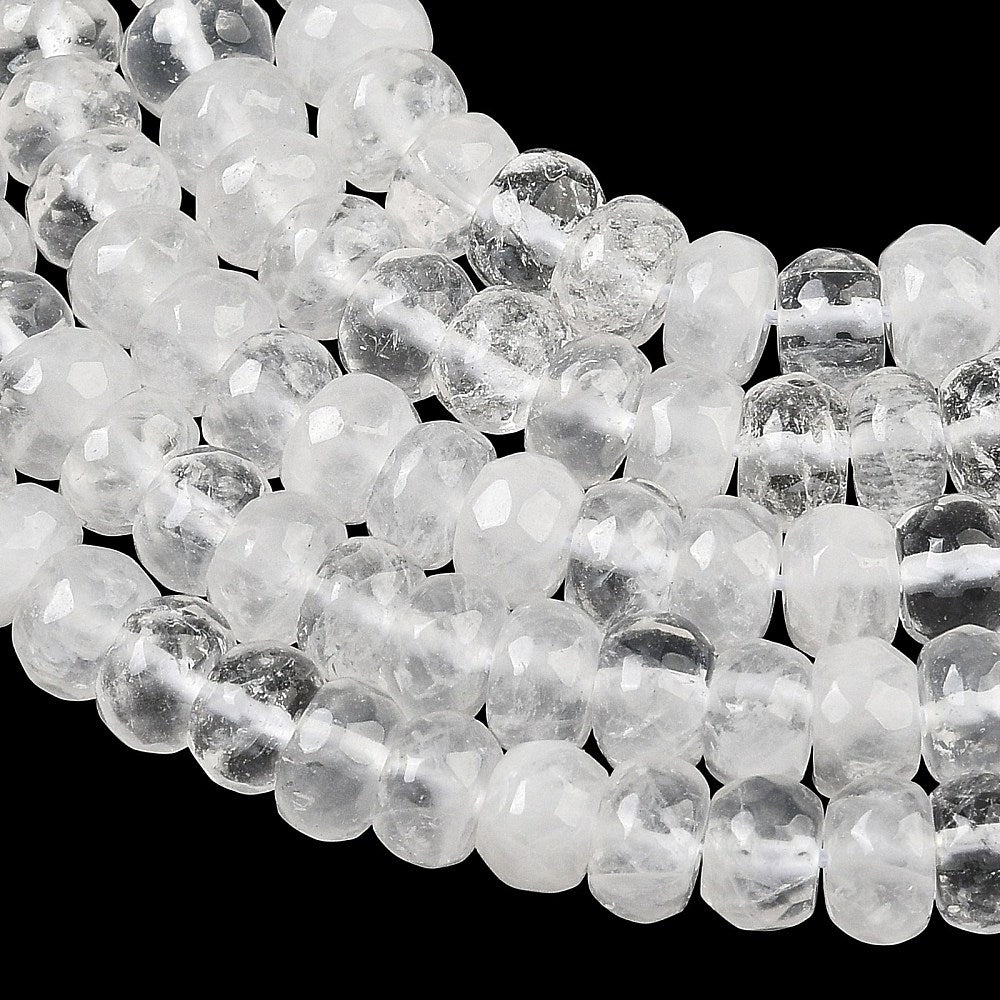 Clear Quartz 8mm Faceted Rondelle Beads for Jewelry Making | The Pink Bead Shop Canada