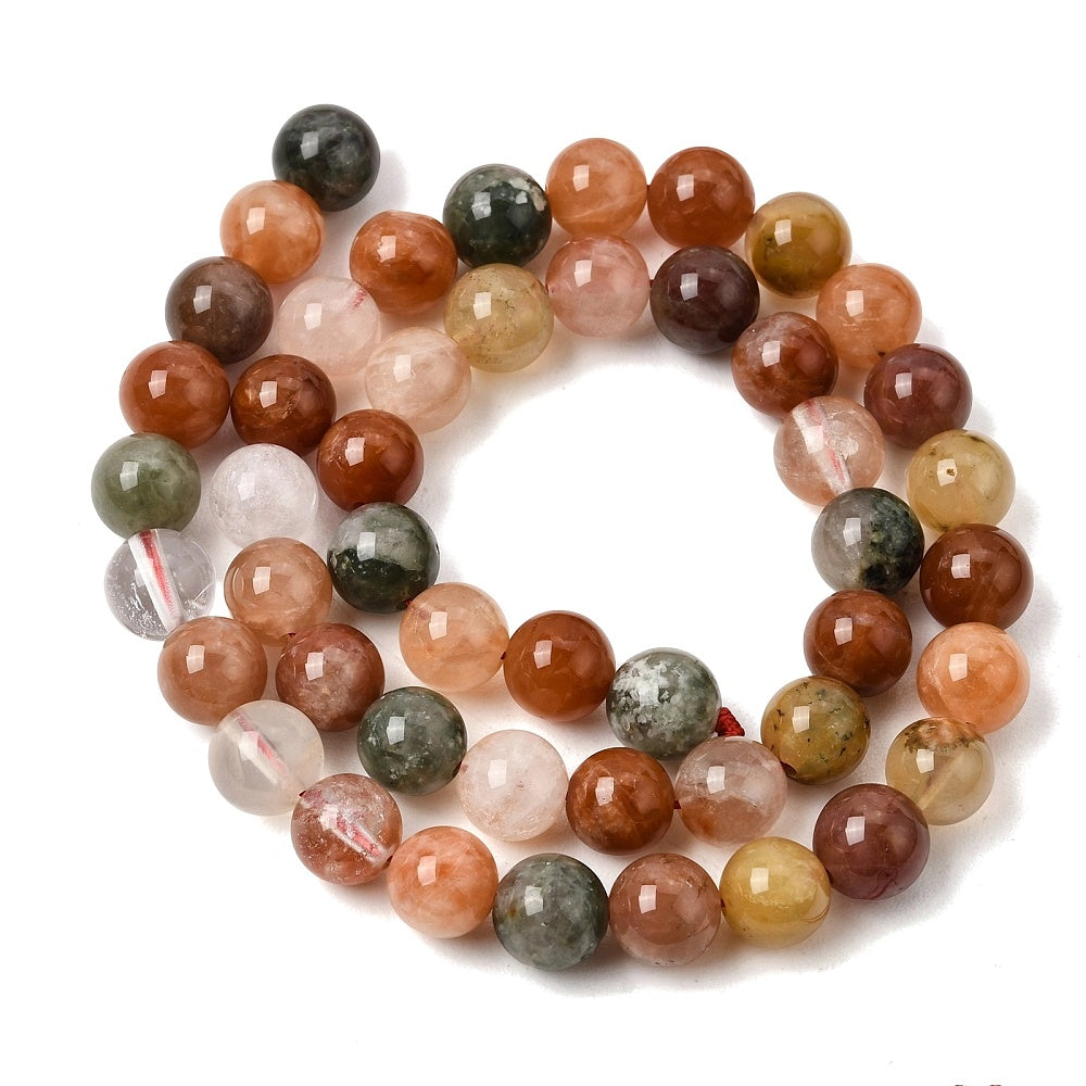 Rabbit Fur Rutilated Natural Colorful Quartz Round Beads – 6.5mm, 8mm & 10mm | The Pink Bead Shop Canada