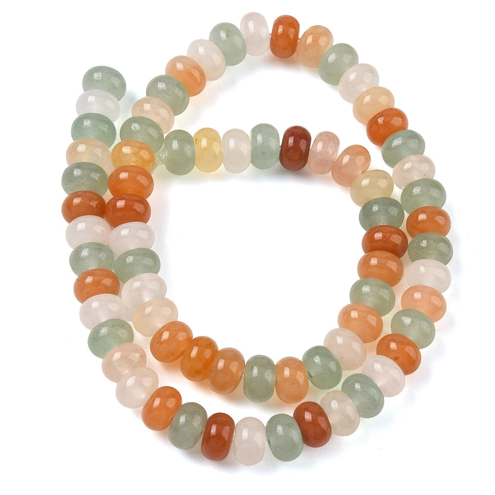 Mixed Aventurine & Golden Silk Jade Rondelle Beads 8–9mm | The Pink Bead Shop Canada