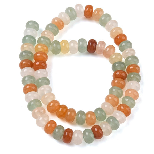 Mixed Aventurine & Golden Silk Jade Rondelle Beads 8–9mm | The Pink Bead Shop Canada
