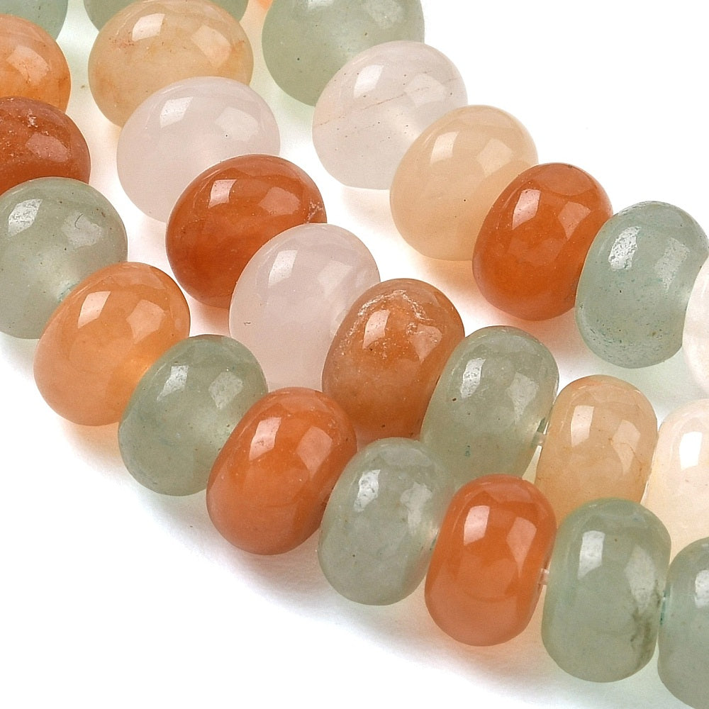 Mixed Aventurine & Golden Silk Jade Rondelle Beads 8–9mm | The Pink Bead Shop Canada
