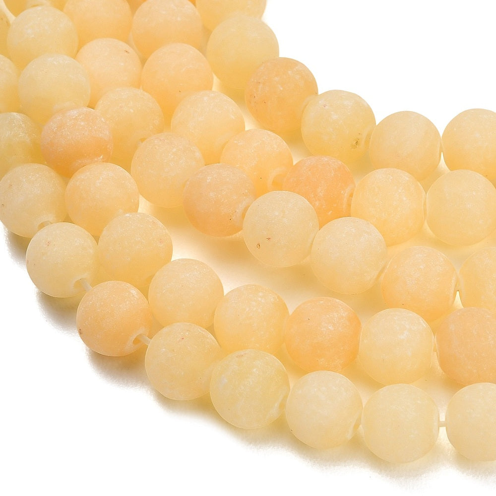 Natural Yellow Calcite Frosted Round Beads 8–8.5mm Strand | The Pink Bead Shop Canada