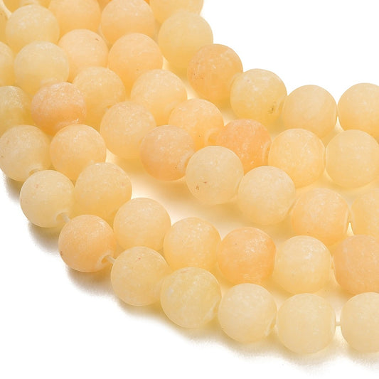 Natural Yellow Calcite Frosted Round Beads 8–8.5mm Strand | The Pink Bead Shop Canada