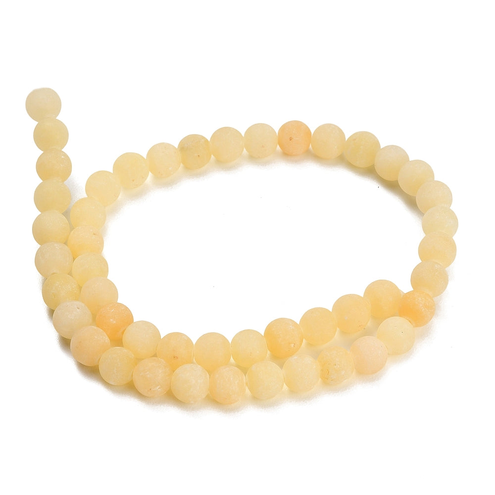 Natural Yellow Calcite Frosted Round Beads 8–8.5mm Strand | The Pink Bead Shop Canada