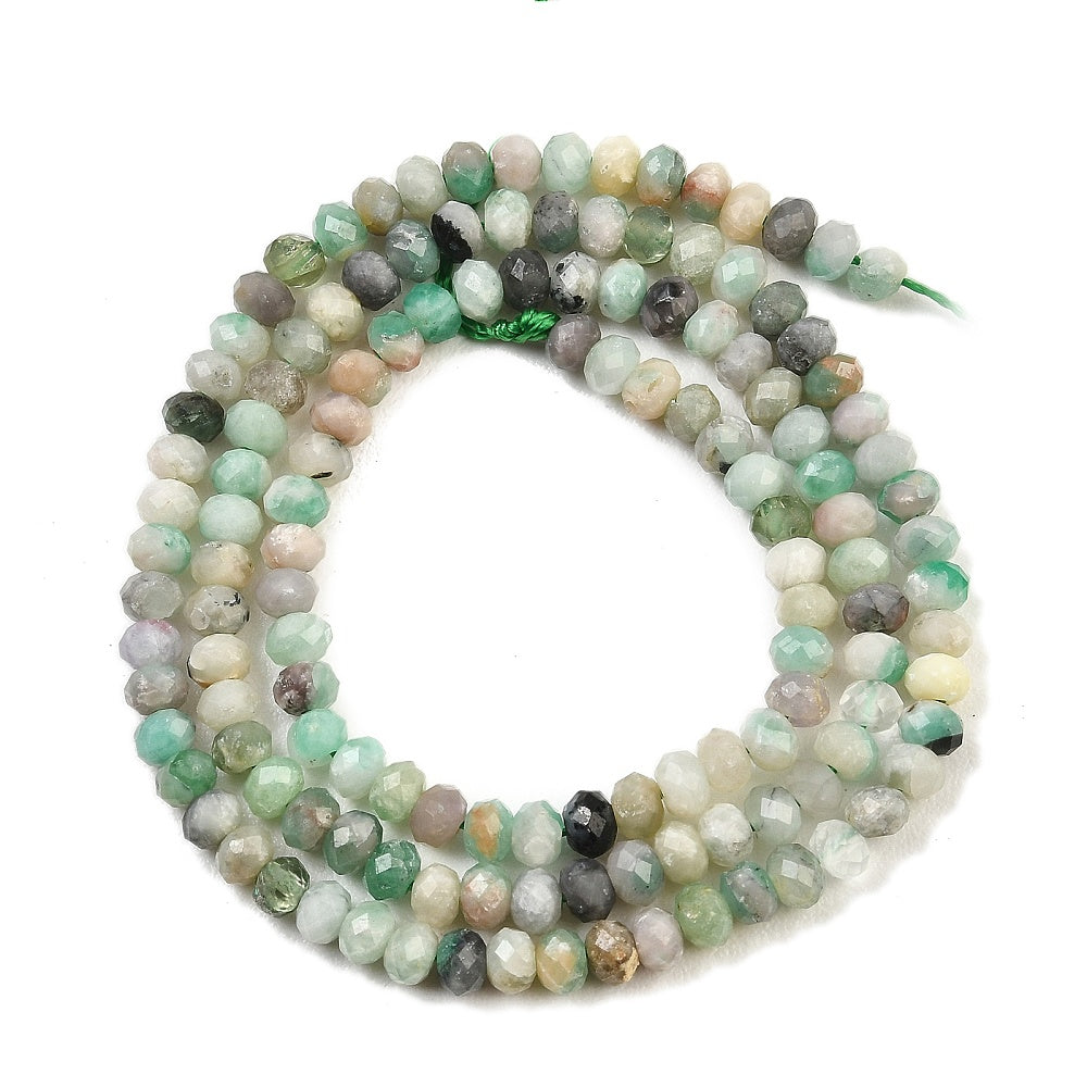 Natural Emerald Faceted Rondelle Beads 4x3mm | The Pink Bead Shop Canada