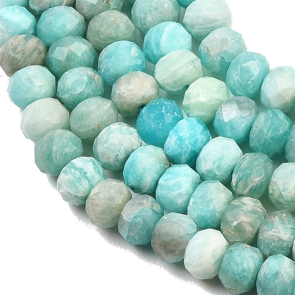 Amazonite Faceted Rondelle Beads 6x4mm | The Pink Bead Shop Canada