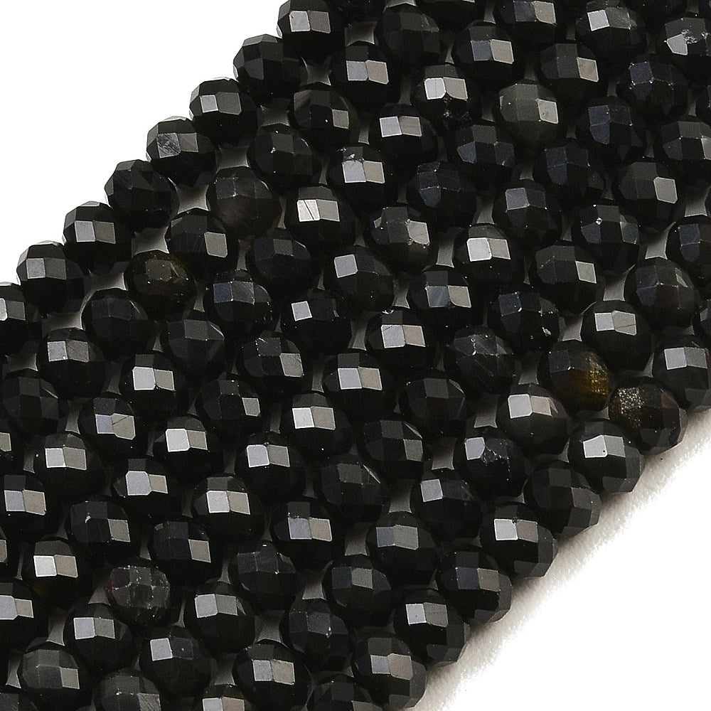 Black Obsidian Faceted Rondelle Beads | The Pink Bead Shop Canada