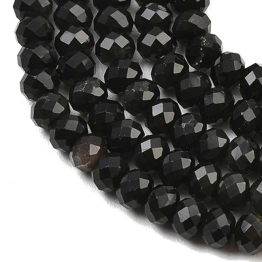 Black Obsidian Faceted Rondelle Beads | The Pink Bead Shop Canada