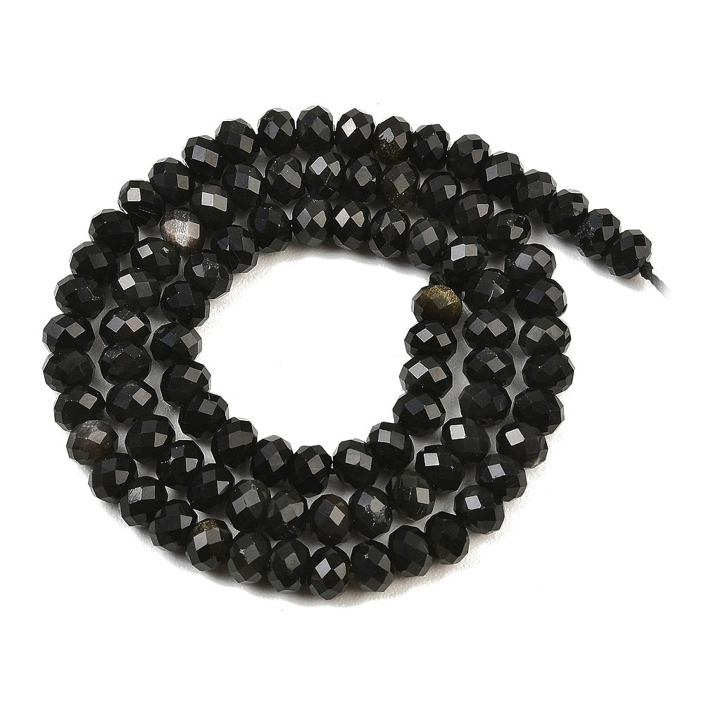 Black Obsidian Faceted Rondelle Beads | The Pink Bead Shop Canada