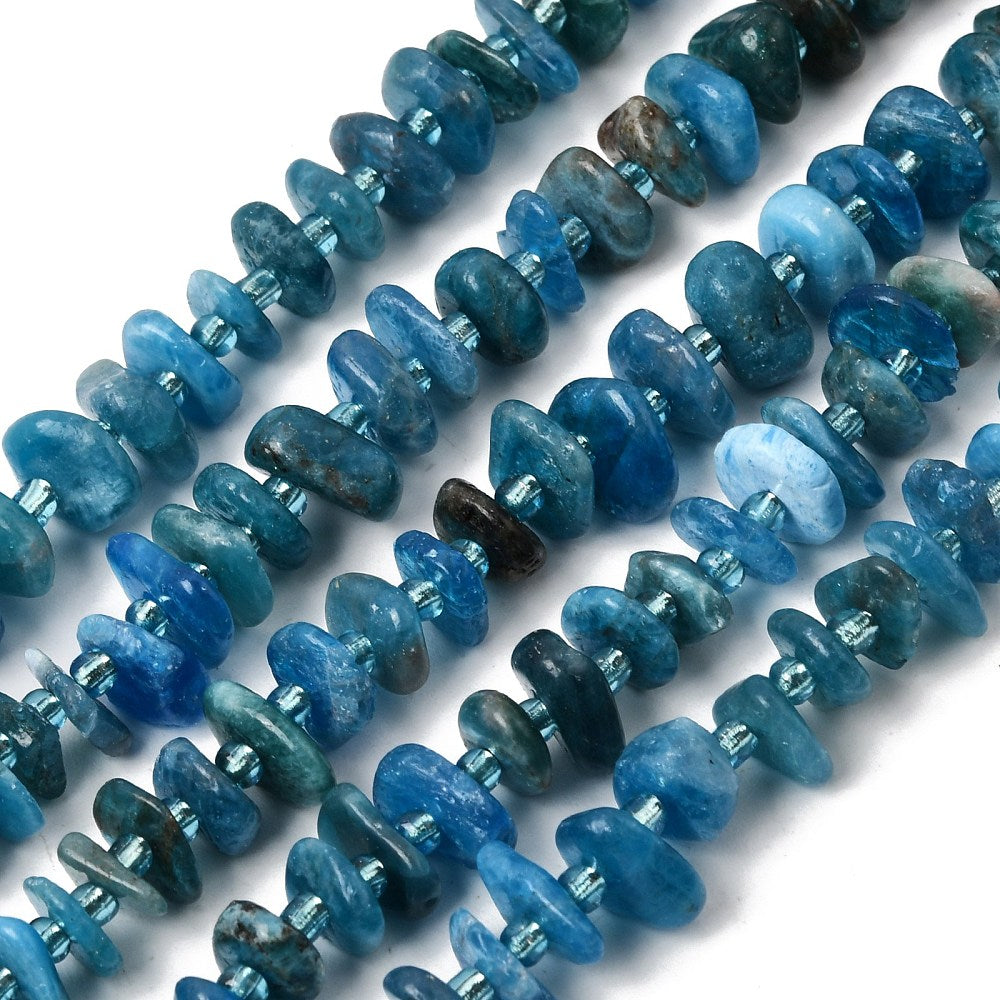 Blue Apatite Nugget Beads Natural  with Seed Beads | The Pink Bead Shop Canada