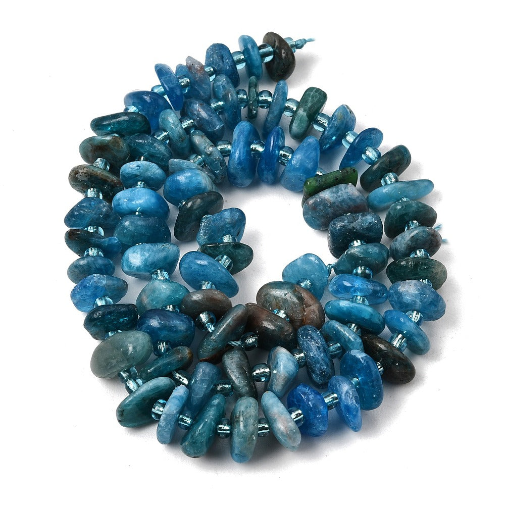 Blue Apatite Nugget Beads Natural  with Seed Beads | The Pink Bead Shop Canada