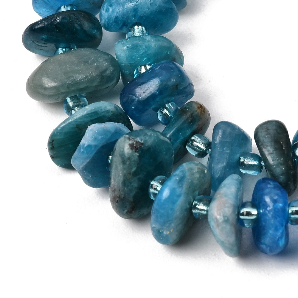 Blue Apatite Nugget Beads Natural  with Seed Beads | The Pink Bead Shop Canada