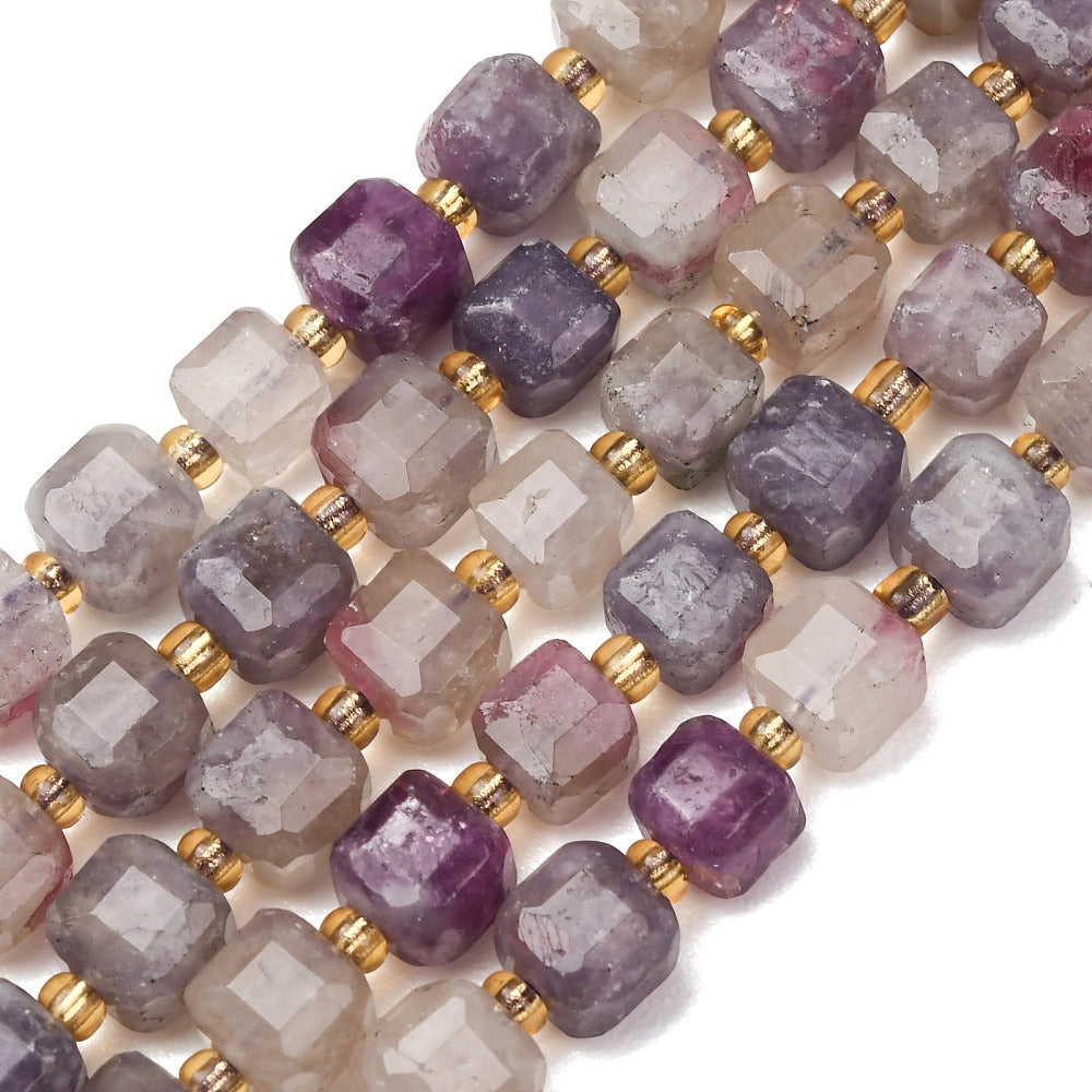 Tourmaline Faceted Cube Beads with Seed Bead Accents – 6–7.5mm | The Pink Bead Shop Canada