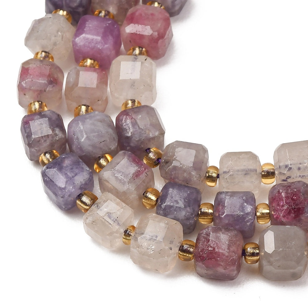 Tourmaline Faceted Cube Beads with Seed Bead Accents – 6–7.5mm | The Pink Bead Shop Canada