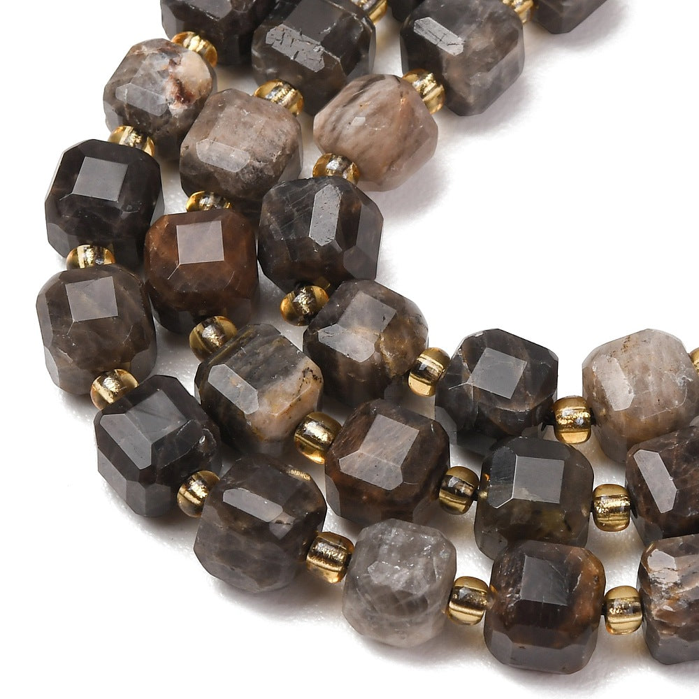 Black Moonstone Natural Faceted Cube Beads 6–7.5mm | The Pink Bead Shop Canada