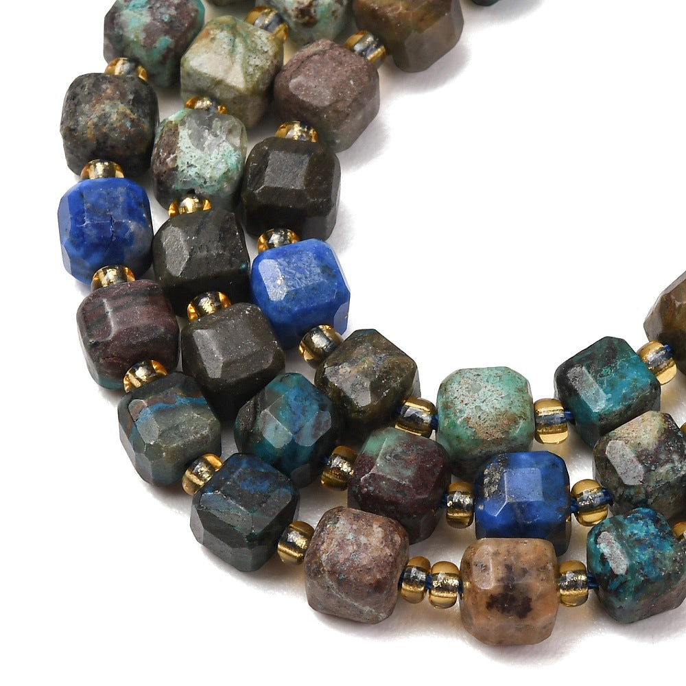 Chrysocolla & Lapis Lazuli Faceted Cube Beads – 6–7.5mm | The Pink Bead Shop Canada